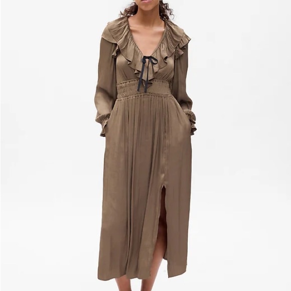GAP Brown Long Sleeve Ruffle Dress - Picture 3 of 4